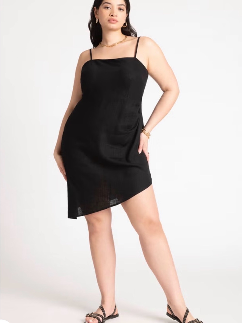 ELOQUII- Cowl Back Cover Up Mini linen Dress
